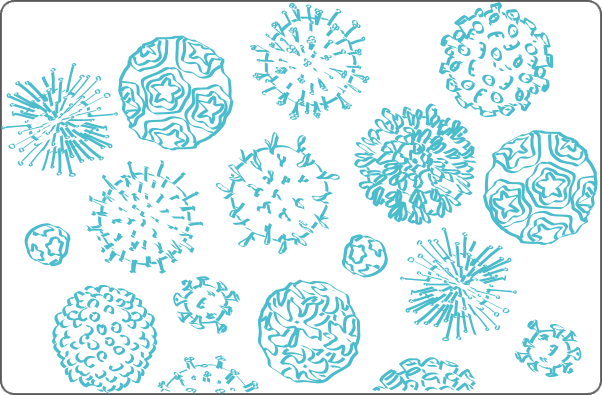 Illustrations of different kinds of viruses
